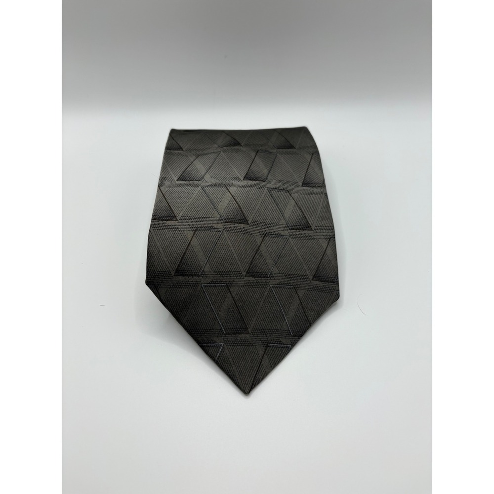 Axis LA Mens Silk Necktie‎ Charcoal Grey Geometric Pattern RN 51093